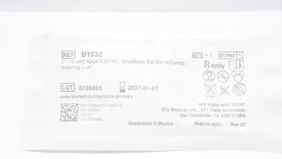 ICU Medical B1032 Smallbore Extension Set 6 inch Appx. 0.25mL